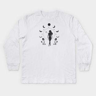 Moon Mushroom Goddess Kids Long Sleeve T-Shirt